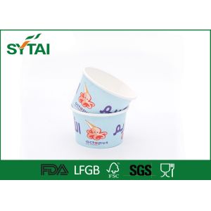 Disposable Thicken Small Paper Ice Cream Cups With Flexo Printing , 4 Oz