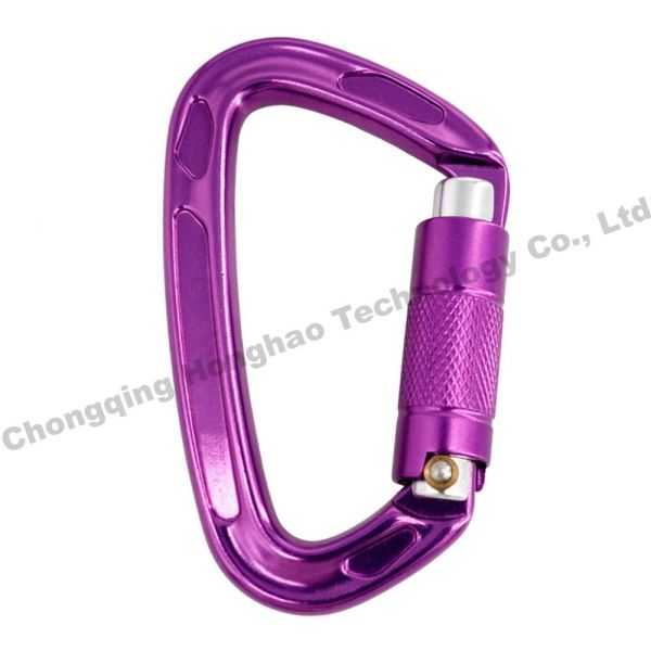 Quality 22KN D Shape Auto Lock High Strength Aluminium Alloy Climbing Safety Carabiner Hardware wholesale