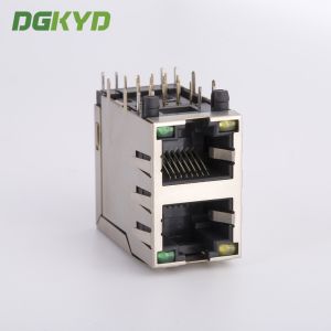 Dual Deck 2 Ports RJ45 Receptacle Connector Ethernet Modular Jacks With Y/G LED