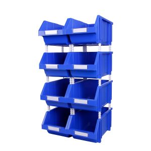 Solid Box Warehouse Storage Open Front PP Bins for Stacking Bolts and Screws