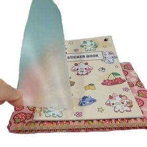 Cheap Custom A5 Softcover Spiral Bound Reusable Sticker Book with 100 Double Sided Pages Silicone Release Paper for sale