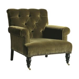 Comfortable Button - Tufted Wooden Velvet Chaise Lounge Chair With Ottoman