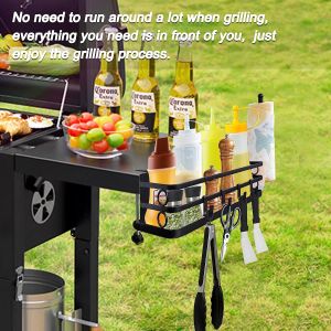 Conveniently Hang BBQ Tools and Store Condiments with this Griddle Accessories