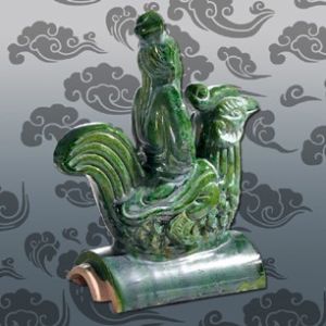 Building Materials Symbols Glazed Immortal Man Riding A Cock Roof Decoration