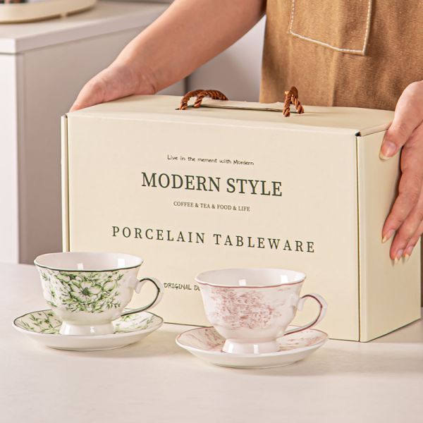 Ceramic Type Porcelain 2024 Year Cup 200ml Chinese Year Mug Gift Coffee Cup And Saucer