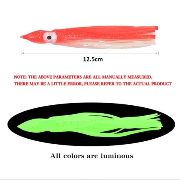 Octopus Squid Beard Plastic Fishing Soft Bait Luminous 2" 4.2g