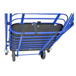 Portable Steel Blue Shopping Cart Wagon Shopping Basket with Accessory Basket