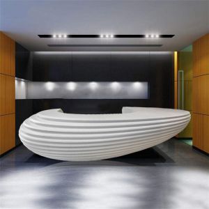 Special Shape Modern Reception Desk , Reception Desk Furniture Customized Color