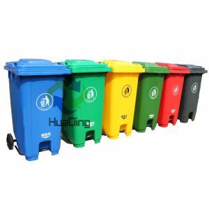 240L large plastic rubbish garbage bin with lids and wheel