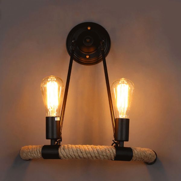 Aisle corridor balcony bar club cafe light Vintage retro loft rope wall lamp (WH