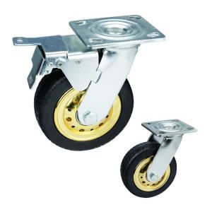Elastic Rubber 6 Inch Locking Swivel Casters , ISO9001 Hard Rubber Caster Wheels