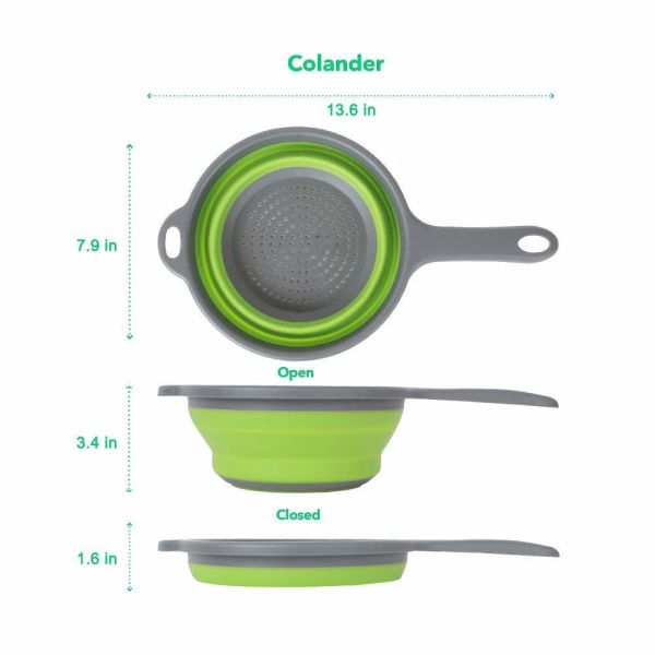 Washable Pasta Silicone Collapsible Colander Strainer Silicone Kitchen Utensil Space-Saver Folding Strainer Colander