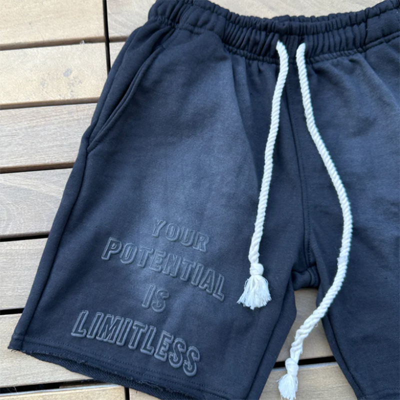 2024 High Quantity Fashion Causal Jogger Sweat Short 100 Cotton Puff Printing Logo Distress Label Mens Acid Washed Shorts