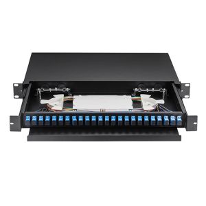 1U 19 Inch Fiber Optic Patch Panel 24 Port Cold Rolled Steel Material