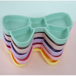 Custom Silicone Suction Baby Feeding Bow Plate BPA Free Food Grade