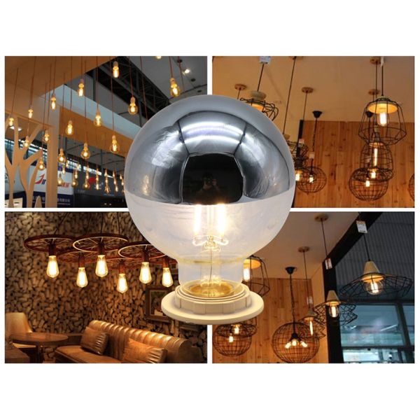 E27 G80 Decorative Filament Bulbs 3000K Silver Coated Light Bulbs 4W 6W