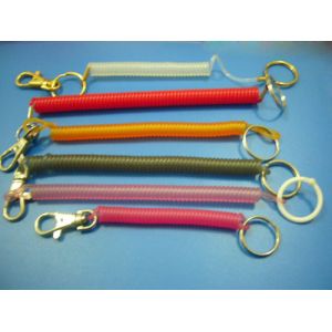 Plastic Expandable Coil Key Holders Translucent Colors Thumb Hook and Small