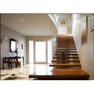 Diy Design Modern Floating Stairs , Fancy Steel And Wood Staircase Design