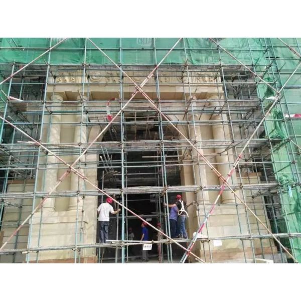 OEM Light Yellow Sandstone Carvings Porch Post Door Decorative Stone Pillar