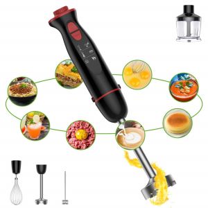 Durable stainless steel blades manual hand blender includes beaker, chopper,