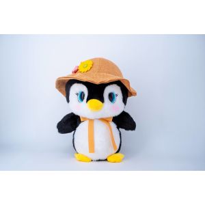 Low MOQ PP Cotton Soft Penguin Plush Toy Cute With Yellow Hat Multiple Sizes