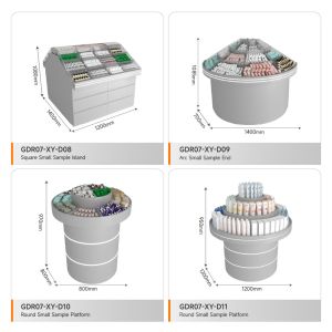 Retail Display Table Grey Wooden Sample Island For Customized Shop Display And