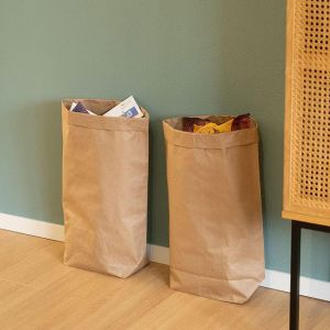 China Waterproof Biodegradable Brown Kraft Paper Lawn Leaf Trash Yard Waste Rubbish Paper Garbage Bag For Home And Garden on sale