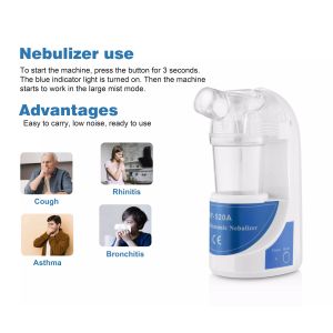 Household Adult Kid Inhalator Machine Handy Ultrasonic Nebulizer With Mouth Mask