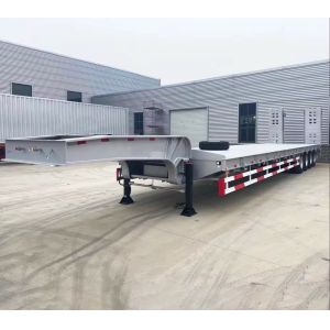 Gooseneck Detachable 4 Axle Low Bed Trailer , Lowboy Semi Trailer For Sale