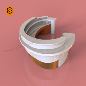 Acrylic Solid Surface Reception Desk Curved White Reception Desk