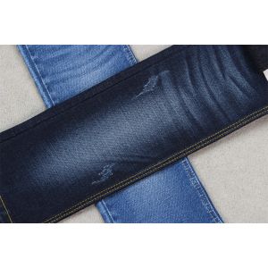Indigo Blue Crosshatch Denim Fabric Slub Full Stretch 10.3 Once Jeans Materials
