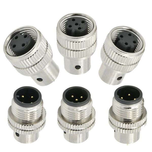 M12 Female Shield Plug Connector 3-17 Pin IP67 Waterproof DIN Standard