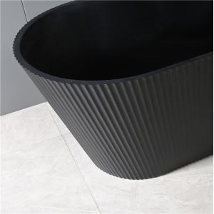 Modern Black Acrylic Drop In Bathtubs Embedded Soaking With Overflow 60 X 42