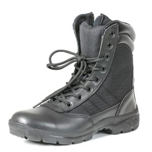 Leather Insulated Military Boots For Men Breathable High Top Non Slip Rubber