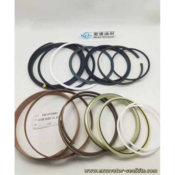 Premium Hydraulic Cylinder Seal Kit EC750D BUCKET CYL KIT | Genuine VOE 14733661