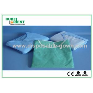 Light Blue Breathable Disposable Use Protctive Isolation Gowns With Knitted
