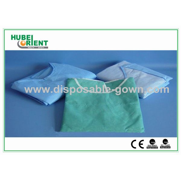Light Blue Breathable Disposable Use Protctive Isolation Gowns With Knitted