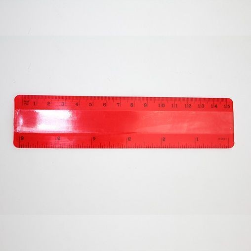 Quality 15cm & 6mm scale Red color straight ruler Plastic PVC Ruler wholesale