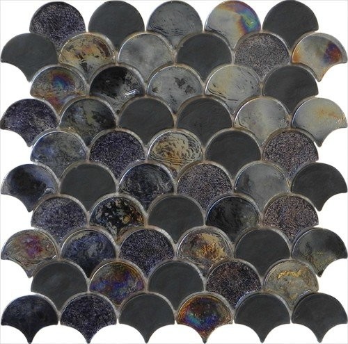 Quality Rainbow blacksector water waving glass mosaic wholesale