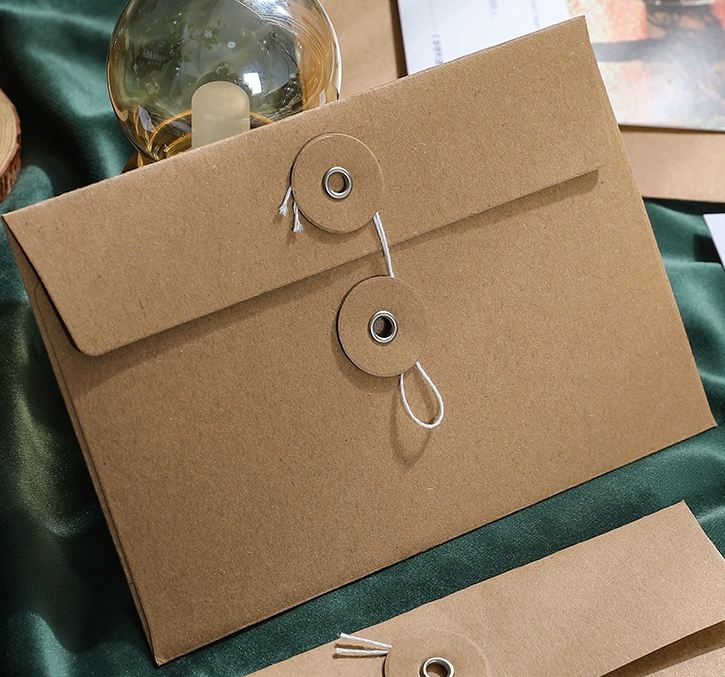 Premium Kraft Paper String Tie Document Envelope Thick Vintage Folder For