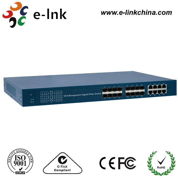 Quality Gigabit Fiber Optic Network Switch 8G + 16 SFP Management 93 X 120x 28 mm wholesale