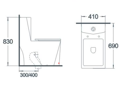 Square One Piece Washdown Rimless Flush Sanitary Ware Toilet