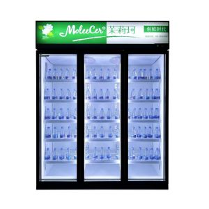 China Reach In Refrigerator Commercial Beverage Cooler 3 Glass Door Commercial Upright Refrigerator Energy Efficient on sale