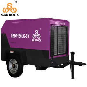 Water Well Drilling and Mining Portable Diesel Screw Air Compressor with 2