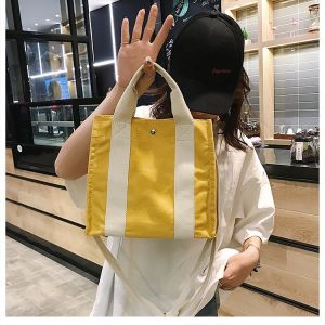 China Collapsible Crossbody 50cm Handle Printed Canvas Shopping Bags on sale