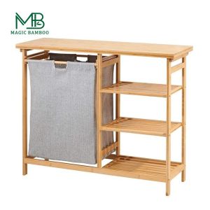 3 Tier Bamboo Free Standing Shelves Clothes Rack Organizer ODM