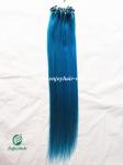 Micro ring loop hair extensions 16"-26"L Malaysian remy hair blue# color hair