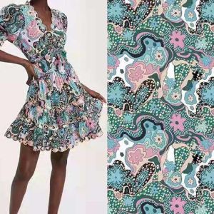 Tie Dying Cupro Viscose Printed Woven Fabrics 138cm-145cm Stretchable