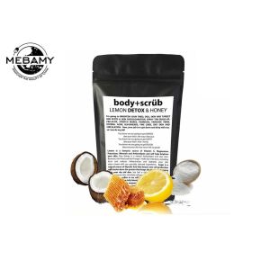 China Honey Coffee Organic Lemon Body Scrub Brown For Cellulite Acne Stretch Marks on sale