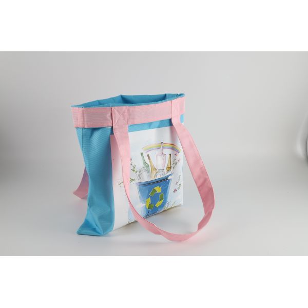 PET Recycled Products RPET Bag Custom Print Woven Shopping Handle Bag With GRS